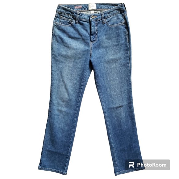 St John Bay Womens Petite Medium Wash Mid Rise Embroidered Denim Jeans Size 6P - Picture 1 of 8